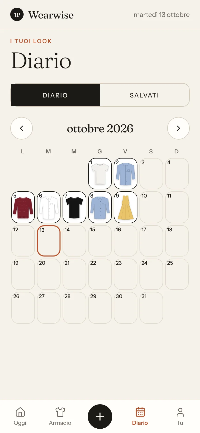 Diario mensile dei look
