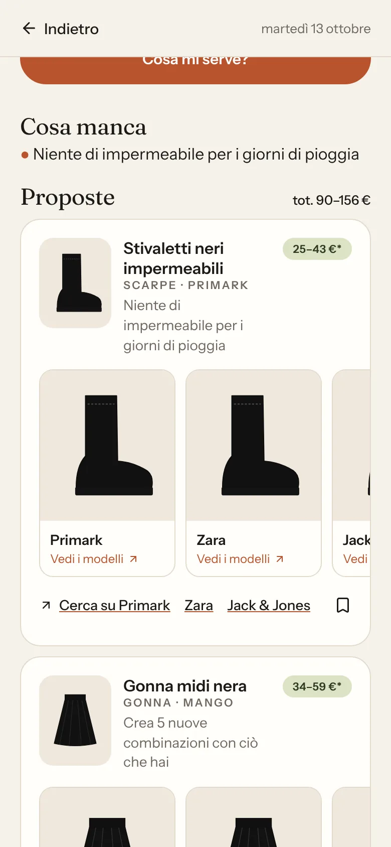 Schermata Rinnova con le proposte di acquisto